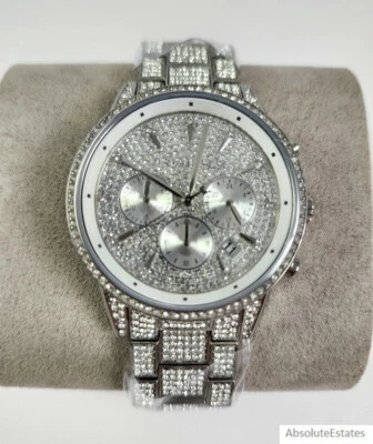 NUEVO Reloj Michael Kors Ritz Silver Glitz Cronógrafo MK6746 NUEVO SIN ETIQUETAS + Caja Foto 1 de 4