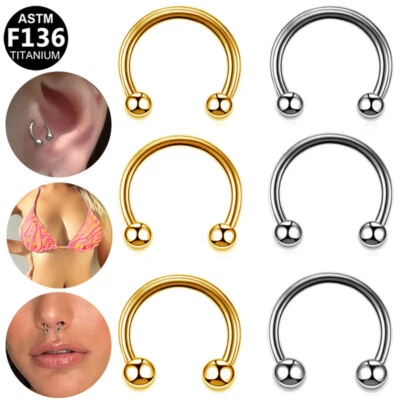 G23 Titanium Earrings Horseshoe Septum Rings 16G Nose Ring Body Jewelry Piercing - Image 1 of 4