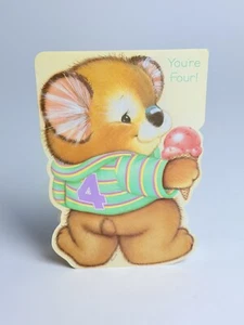 Linda tarjeta de cumpleaños vintage - Helado de oso koala de los años 80 troquelado cuarto cumpleaños* - Imagen 1 de 4