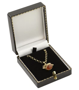 Luxury Antique Style Leatherette Jewellery Pendant Chain Drop Earring Medal Box - Picture 1 of 5