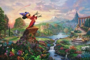 Thomas Kinkade Mickey Mouse Fantasia 36" X 43" Cotton Fabric Quilt Panel - Picture 1 of 1