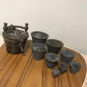 Pesi a tazza Norimberga pesi a tazza bronzo set pesi da farmacista antichi - Foto 1 di 9
