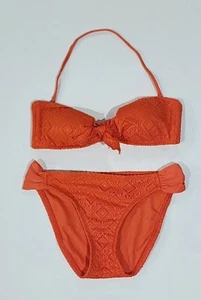 Mossimo Orange Lace Bikini Set Convertible Strapless Or Halter Top Size Small - Picture 1 of 6