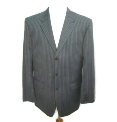 JONES Нью-Йорк мужчин (размер 44L) серый в полоску шерсти Sport пальто Blazer костюм куртка - Изображение 1 из 4