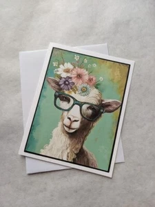 Llama Greeting Note Card Hand Made - Picture 1 of 3