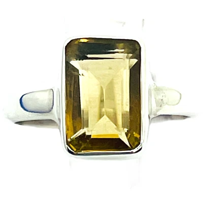 Cuarzo ahumado natural de plata de ley talla 7,75 Foto 1 de 4