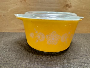Pyrex 473 Butterfly Gold Round Casserole Dish 1 QT - Picture 1 of 7