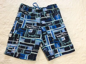 Columbia Omni-shade Boys Sun Protection Swim Board Cargo Shorts Shark Print Sz L - Picture 1 of 9