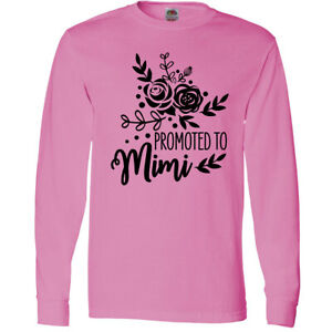 Inktastic Promoted To Mimi With Flowers Long Sleeve T-Shirt Grandchild New Mens