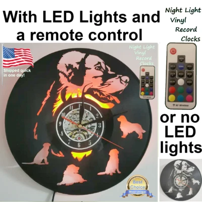 Labrador Retriever vinyl record wall clock w/wo LED light dog lovers t shirt art - Image 1 of 2