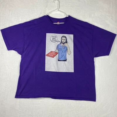 Hanes Graphic Shirt Mens 4XL Purple Short Sleeve It's Ya Boy JESUS Casual - Image 1 of 4