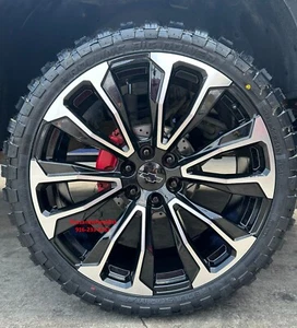 26'' FR203 Black Machine Wheels Sierra 35'' MT Tires Silverado Yukon Tahoe Rims - Picture 1 of 12