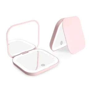 Compact LED Lighted Vanity Mirror with 2X Magnification - Picture 1 of 10