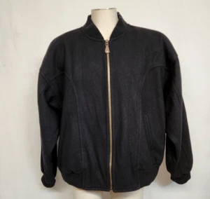 Vintage Henry Grethel Casual Wear Black Wool Zip Up Bomber Jacket Size L - Bild 1 von 11