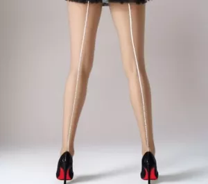 Strumpfhose beige/haut 15 DEN matt Gr. XL mit Naht aus Straßsteinen - Bild 1 von 1