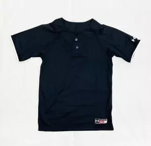 Under Armour Youth klassisches Baseball-Trikot mit 2 Knöpfen Jungen S M XL schwarz UBJ108Y - Bild 1 von 3