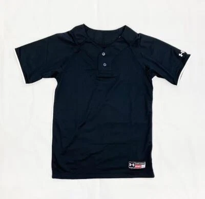 Camiseta deportiva de béisbol Under Armour clásica juvenil de 2 botones para niños S M XL negra UBJ108Y Foto 1 de 3