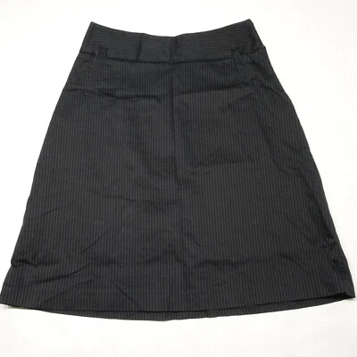 Merona Size 6 Black Striped A- Line Lined Casual Career Work Below Knee Skirt - Image 1 of 4