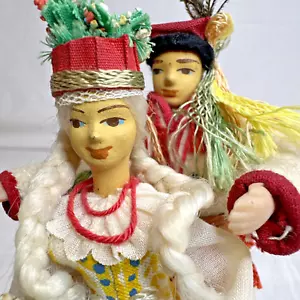 MUÑECAS DE BODA VINTAGE ARTE POPULAR POLACO Cepelia Cracovia Región LALKI Hechas a Mano 5 1/2" - Imagen 1 de 20