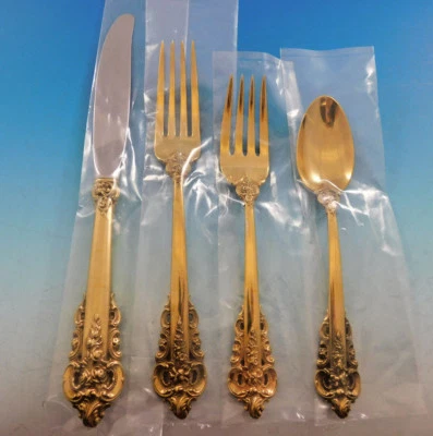 Juego de cubiertos de plata esterlina Wallace de oro barroco grande servicio 35 piezas Vermeil Foto 1 de 4