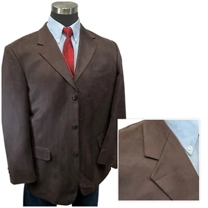 42R Studio Bill Blass Blazer Sport Coat Jacket Brown Microfiber MicroSuede New - Picture 1 of 18