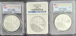 2006, 2008 & 2010 AMERICAN EAGLE SILVER DOLLAR PCGS/NGC- MS 69 - Picture 1 of 2