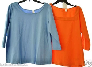 Lot of 2 orange blue Women's Jessica London3/4 Sleeve T-Shirt Top plus size 12 - Picture 1 of 4