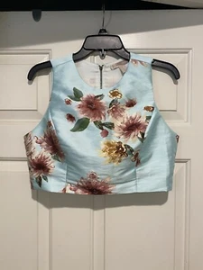 Forever 21 Contemporary Sleeveless Top Women’s Medium Blue Floral B107 - Picture 1 of 7