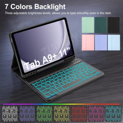 For Samsung Galaxy Tab A9+ S9 FE/S9 S8 S6 Lite Tablet Case With Backlit Keyboard - Image 1 of 4