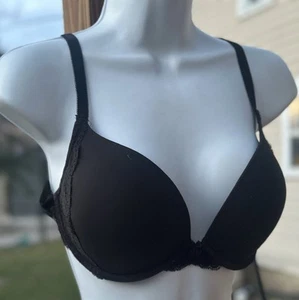VICTORIA’S SECRET Dream Angels Push Up Bra Women's Size 36D Black Lace Bow - Picture 1 of 15