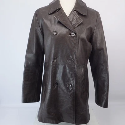 Chaqueta Abrigo Banana Republic Long Line Cuero Genuino Para Mujer Mediana Marrón Foto 1 de 4