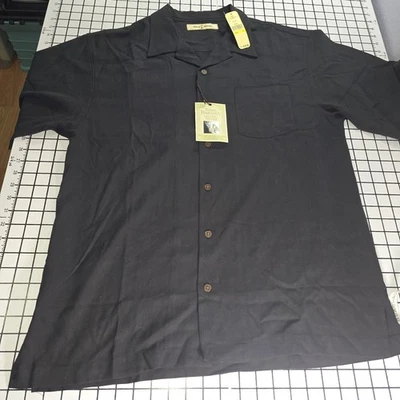 Camisa Tommy Bahama Para Hombre Mediana Negra 100% Seda Loro Bordado RumFellas Foto 1 de 4