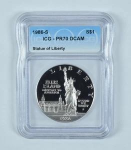 1986-S Statue Of Liberty Commemorative Silver Dollar PR70 DCAM ICG *3859 - Picture 1 of 5