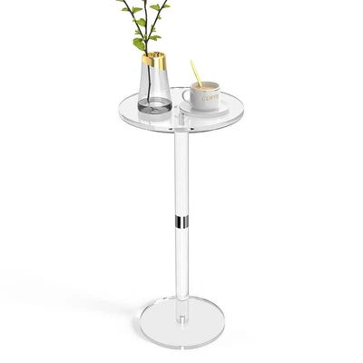 Acrylic End Table, Clear Side Tables for Small Space, 9.8" round Modern Drink Ta - Image 1 of 4