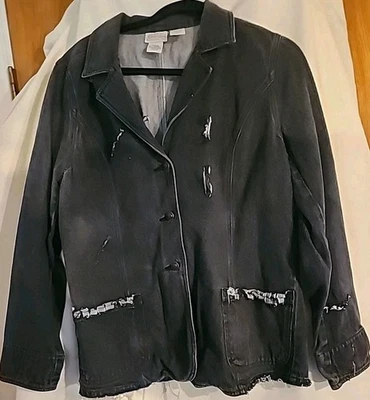 De colección~Chaqueta Denim~St Johns Bay~Talla Lg~100% Algodón~Desteñida~Corte~¡FABULOSO Estado! Foto 1 de 4