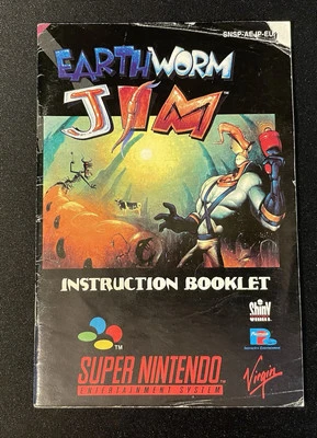 Earthworm Jim Super Nintendo SNES Game Manual Instruction Booklet SNSP-AEJP-EUR - Image 1 of 2
