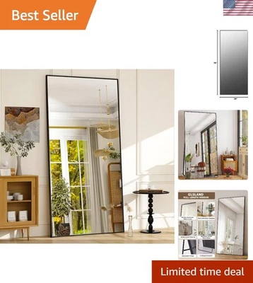 Espejo largo completo negro inclinado o colgante rectangular grande 76x34 Foto 1 de 4