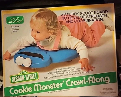 MUPPETS Cookie Monster Crawl-Along-CBS Toys 1979 Plaza Sésamo ¡HALLAZGO RARO! 21" Foto 1 de 2