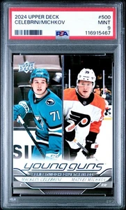 Celebrini / Michkov [RC] - 2024-25 UD Young Guns Checklist | Rookies | PSA 9 - Picture 1 of 3