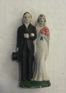 1920s Antique Porcelain Wedding Cake Top Bride and Groom Occupied Japan -B59 - Picture 1 of 3