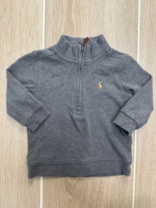 Ralph Lauren Quarter Zip Pullover Toddler 18M Gray Sweater Boys Pony - Picture 1 of 10
