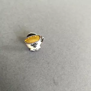 Dainty Tea Cup Teacup Silver Toned Hat Lapel Jacket Pin - Picture 1 of 2
