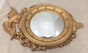Vintage SYROCO #4007 Convex Mirror Eagle 22" x 15" Gold Finish Made in USA - Picture 1 of 7
