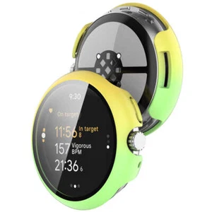 Etui ochronne ze szkłem do Google Pixel Watch 3 45mm Bizon Case Cover żółty zielony - Zdjęcie 1 z 8