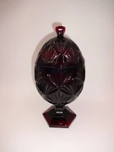 2 Pc Luminarc Cristal D'Arques Durand Antique Ruby Red Glass Candy Dish & Lid - Picture 1 of 8