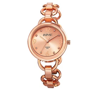 New Women's August Steiner AS8132RG Diamond Markers Rose-tone Chain Link Watch - Picture 1 of 4