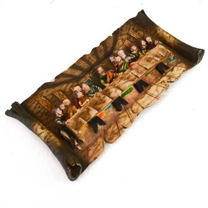 Last Supper on Scroll Wall Jesus Religious Art Plaster Sculpture 3D Color - Picture 1 of 10