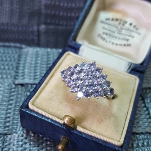 925 Sterling Silver Ring, Genuine Tanzanite Gemstones Ring, Size L.5 US 6 - Picture 1 of 7
