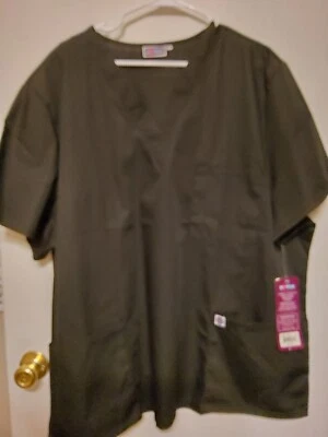 NWT! Sivvan Unisex Fit Black Short Sleeve V-Neck 3 Pocket Scrub Top Sz 3X - Image 1 of 4
