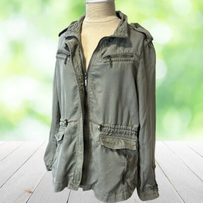 Cargo поле куртка женщин S оливковый утилиты сафари мягкий драпировки путешествий Gorpcore Y2K - Изображение 1 из 4